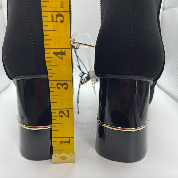 New London Fog Justyn Black Faux Suede Matte Gold Chunky  WomensAnkle Bootie 5.5 - Picture 3 of 7